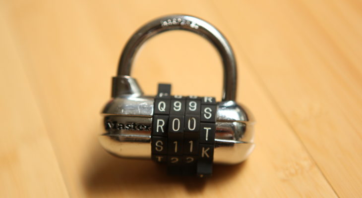 padlock with "root" as combination